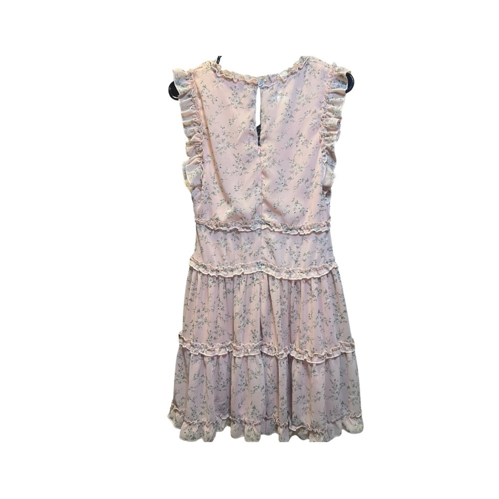 She + Sky Floral Ruffle Tiered Mini Dress Pink Size M - Picture 2 of 4